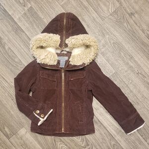 🍂BB DAKOTA GIRL'S COURDOROY & FAUX FUR HOODED JACKET | Size XSMALL🍂